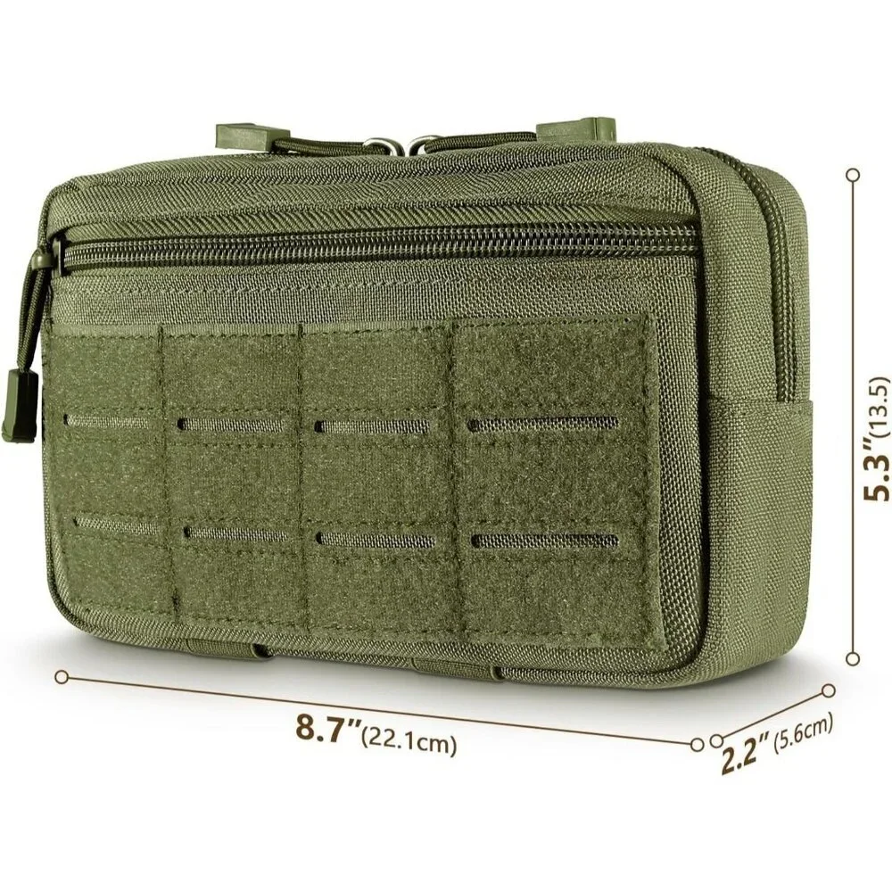 Green Tactical Molle Admin Pouch Utility Laser Cut EDC Tool Bag with Keychain - Picture 2 of 7